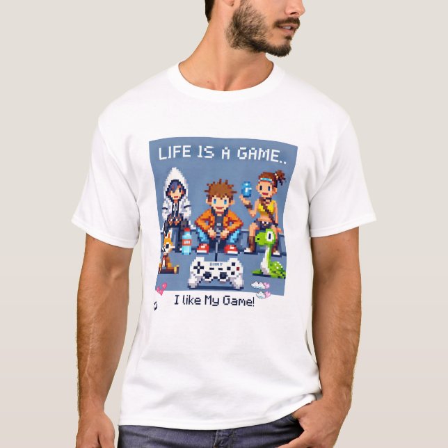 Camiseta A Vida É Um Jogo. #Part2 (8 bits) (camisa do jogad (Frente)