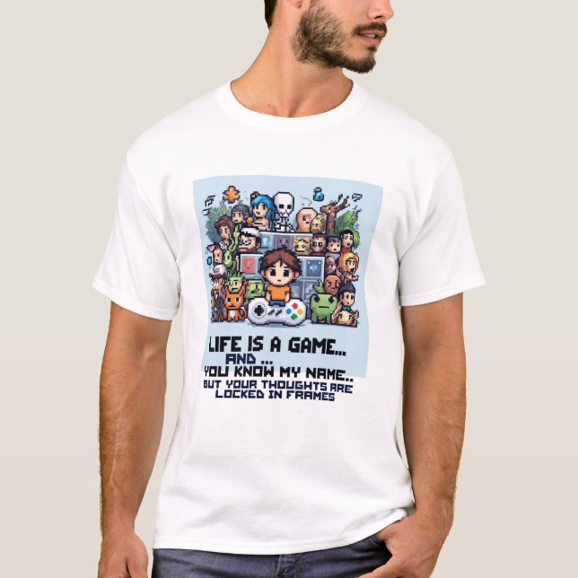 Camiseta A Vida É Um Jogo. #Part2 (8 bits) (camisa do jogad (Frente)