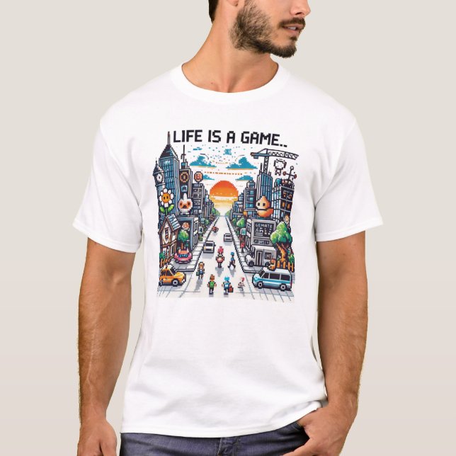 Camiseta A Vida É Um Jogo. #Part2 (8 bits) (camisa do jogad (Frente)