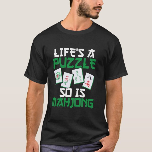 Camiseta A Vida é Um Quebra-Cabeça Assim Como Mahjong Bloco (Frente)