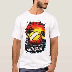 Camiseta A vida é um vôlei de praia - Design de sunset para