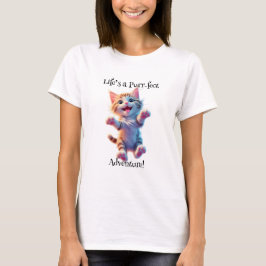 Camiseta A Vida é uma Aventura Perfeita e Felina Gatinho Vo
