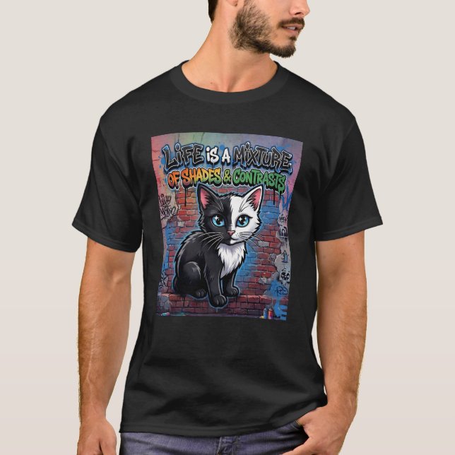 Camiseta A Vida é uma Mistura de Cores e Contrastes Grafite (Frente)