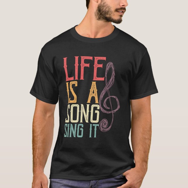 Camiseta A Vida É Uma Música Canta As Notas Musicais Limpas (Frente)