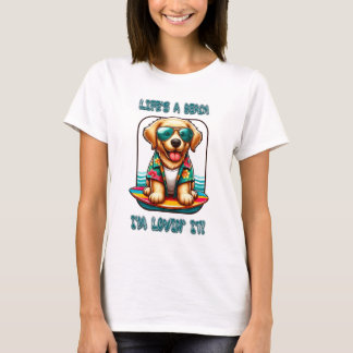 Camiseta A Vida é uma Praia Estou Adorando Cachorro Surfand