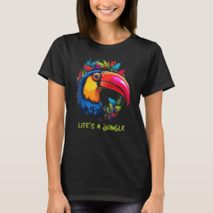 Camiseta A vida é uma selva exótica Aventura com tucano