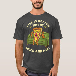 Camiseta A Vida Engraçada É Melhor Com Meu Sofá E Pizza