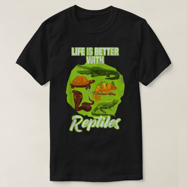 Camiseta A Vida Engraçada É Melhor Com Os Répteis Eotic Ani (Frente do Design)