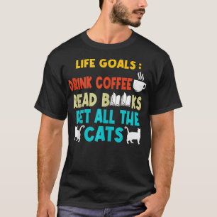 Camiseta A Vida Gosta De Beber Café Ler Livros Pet Todos Os