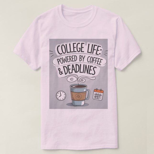Camiseta A vida na faculdade é alimentada pelo café - Combu (Frente do Design)