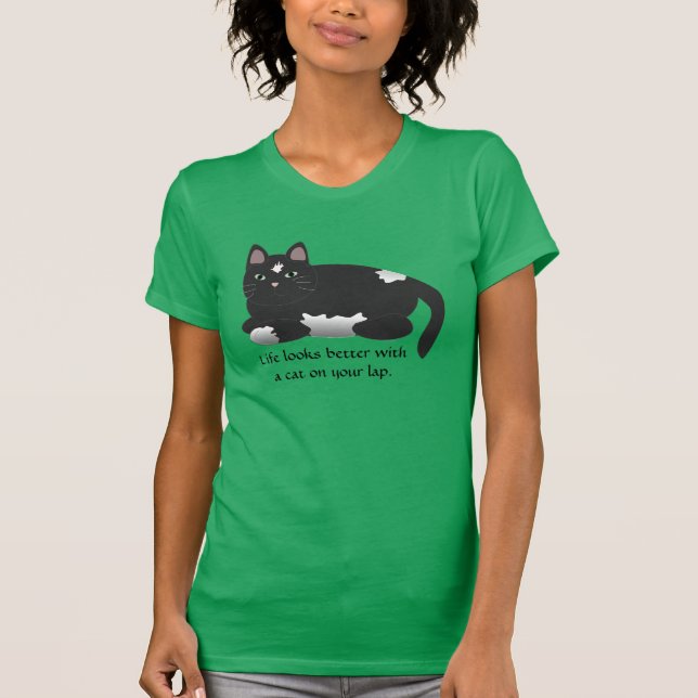 Camiseta A vida olha melhor com um t-shirt do gato (Frente)