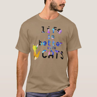 Camiseta A vida originami é melhor com gatos
