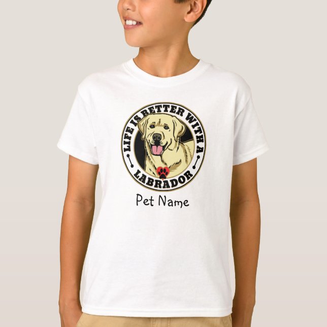 Camiseta A Vida Personalizada do Labrador Branco É Melhor (Frente)