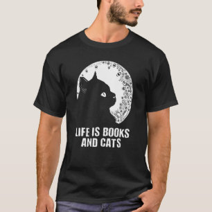 Camiseta A Vida São Livros e Gatos Livro Mãe Gata Bibliófi