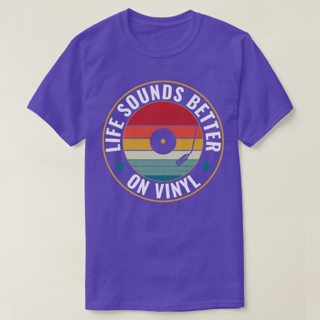 Camiseta A vida soa melhor no Vinyl Retro LP, registro engr (Frente do Design)