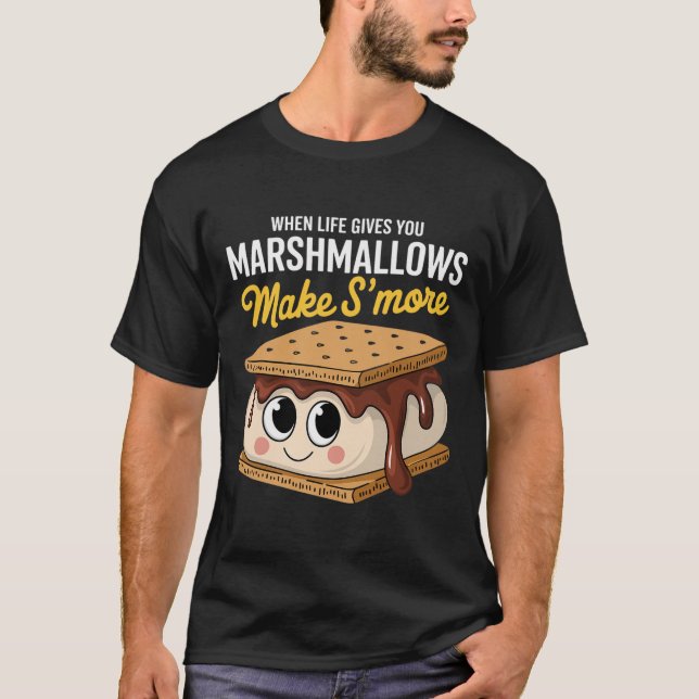 Camiseta A Vida Te Dá Marshmallows Camping Smores Kawaii  (Frente)