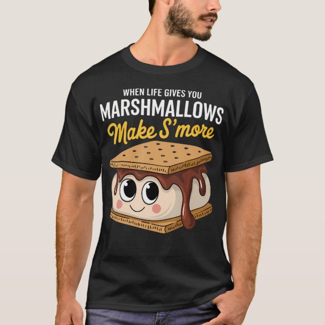 Camiseta A Vida Te Dá Marshmallows Camping Smores Kawaii  (Frente)