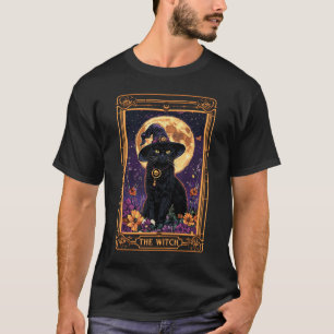 Camiseta A Vintagem da Época de Halloween da Bruxa Cat Taro