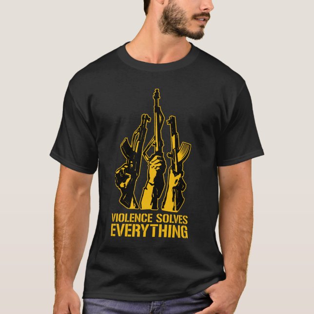 Camiseta A violência resolve tudo (Frente)