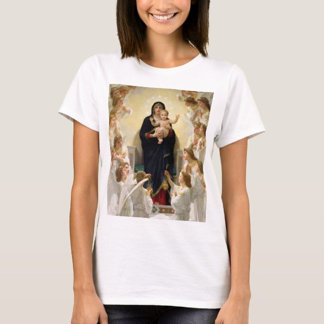 Camiseta A Virgem com Anjos - William-Adolphe Bouguereau (Frente)