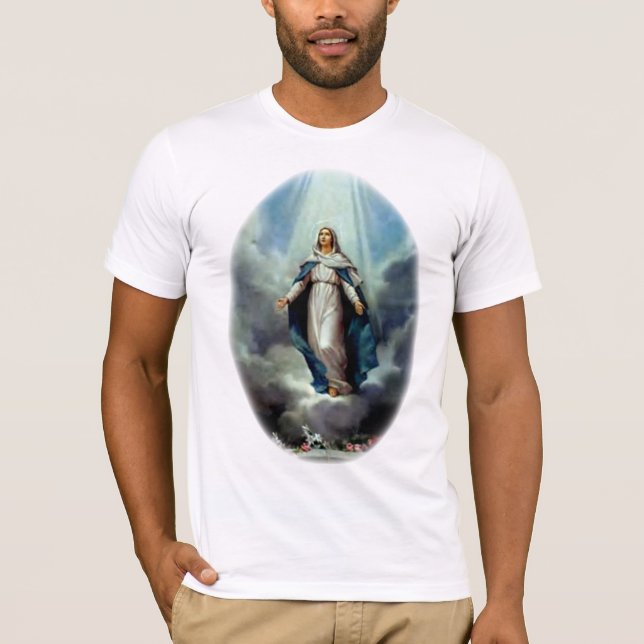 Camiseta A Virgem Maria abençoada deixou o brilho claro em (Frente)