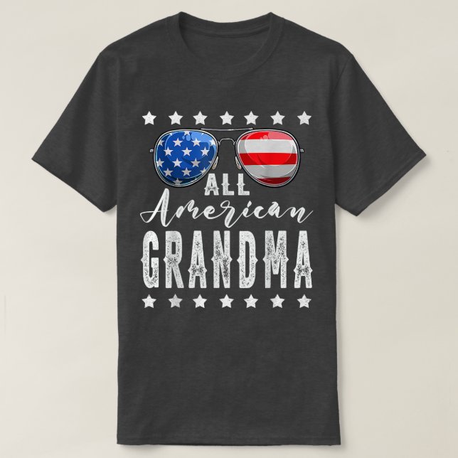 Camiseta A vovó americana 4 de julho da família Sunglass (Frente do Design)