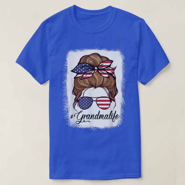 Camiseta A vovó da bandeira americana saltou o 4º J da mãe (Frente do Design)
