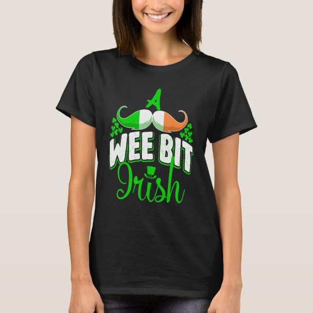 Camiseta A Wee Bit Irish Shamrock Flag Snarky St Patricks D (Frente)