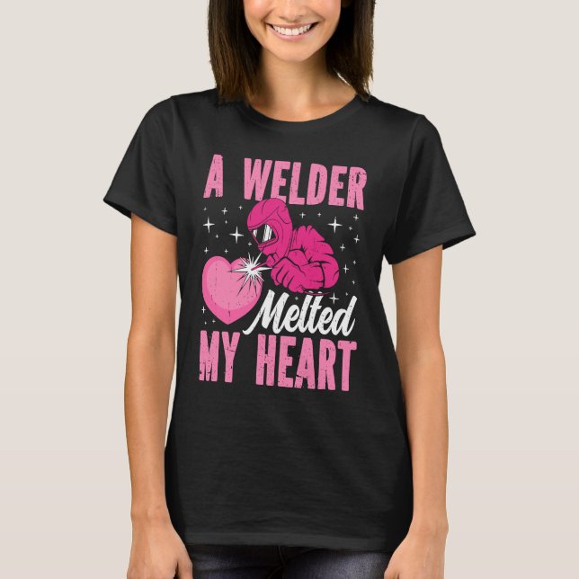 Camiseta A Welder Melted My Heart Welding Mask  1 (Frente)