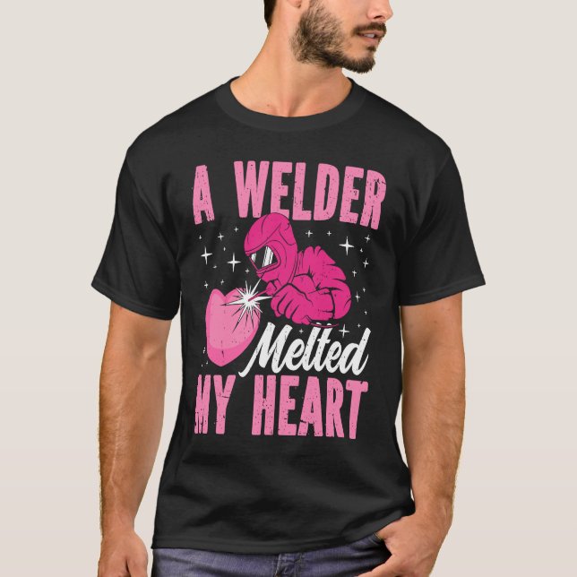 Camiseta A Welder Melted My Heart Welding Mask  1 (Frente)