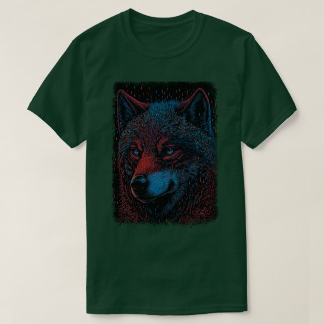 Camiseta A wolf drawn with lines and dots of bright  (Frente do Design)