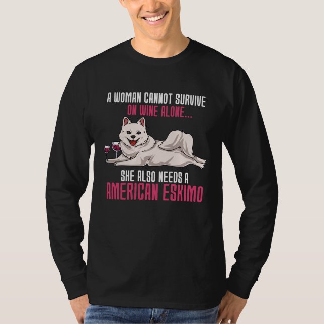 Camiseta A Woman Cannot Survive On Wine Alone American Eski (Frente)