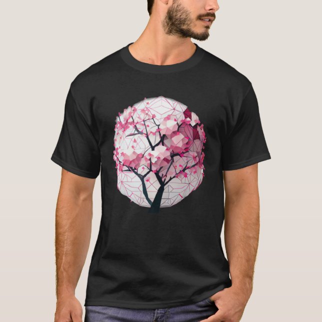 Camiseta A Work of with a Cherry Blossom Sphere Geometric (Frente)