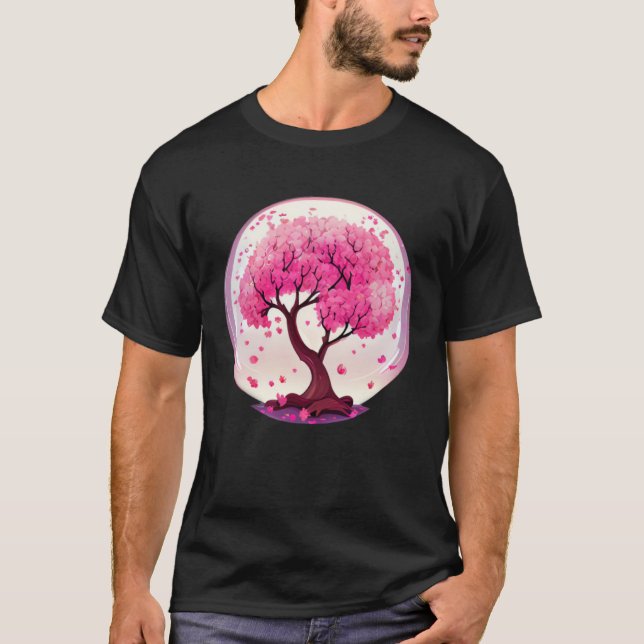 Camiseta A Work of with a Geometric Cherry Blossom Tree (Frente)
