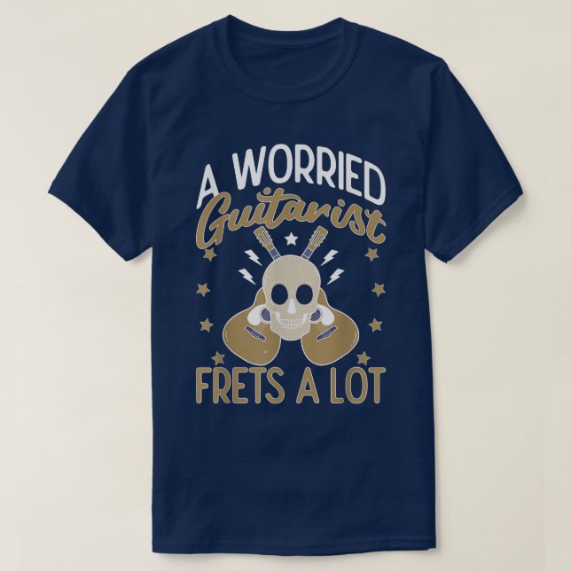 Camiseta A Worried Guitarist Frets A Lot Acoustic Guitar 10 (Frente do Design)
