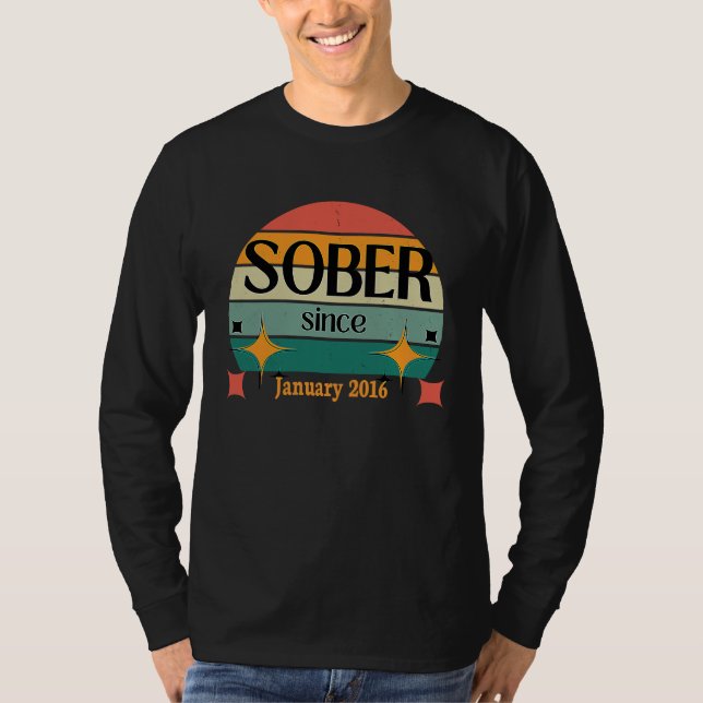 Camiseta AA NA Celebrate Sobriety Since January 2016 Sober  (Frente)
