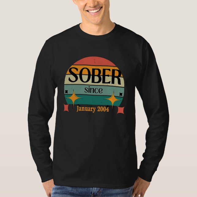 Camiseta AA NA Celebre Sobriedade Desde Janeiro de 2004 Sób (Frente)