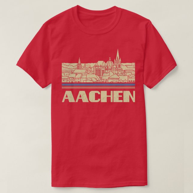 Camiseta Aachen City Gift Alemanha Cidade Silhouette Skylin (Frente do Design)