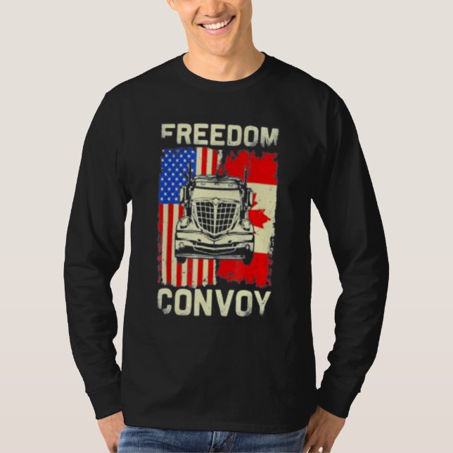 Camiseta Aanerica Canada Flag Freedom Convoy 2022 Para A (Frente)