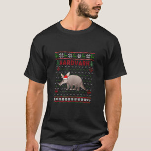 Camiseta Aardvark Ugly Christmas Santa Hat Lights Sweater X