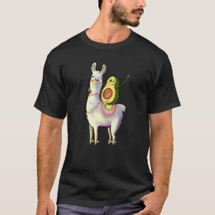 Camiseta Abacate Engraçado Montado em um Animal Lhama Alpac