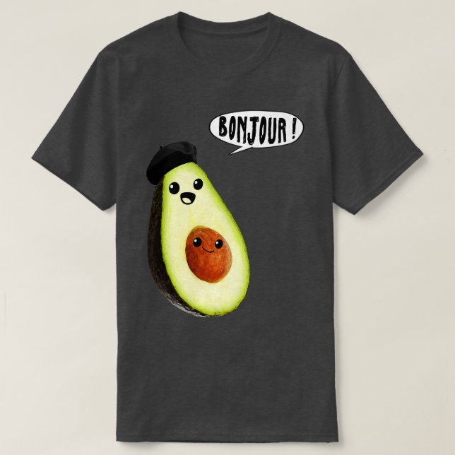 Camiseta abacate faces bonjour (Frente do Design)