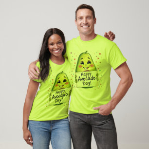 Camiseta Abacate Fofo com Corações – Arte de Comida Kawaii