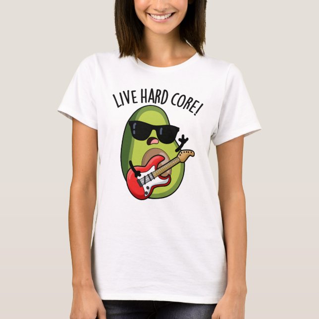 Camiseta Abacate Rock Pun divertido Hard Core ao Vivo  (Frente)