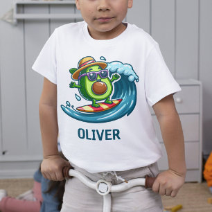 Camiseta Abacate Surfista Fofo Ataca as Ondas Personalizado