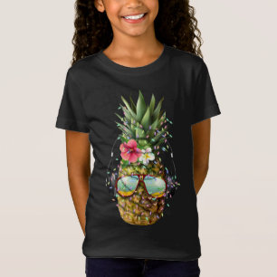 Camiseta Abacaxi Árvore de Natal Luzes Aloha Xmas Presentes