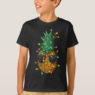 Camiseta Abacaxi Árvore de Natal Luzes de sol Engraçado X
