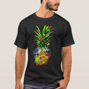 Camiseta Abacaxi Árvore de Natal Luzes Xmas Meninos Suspens