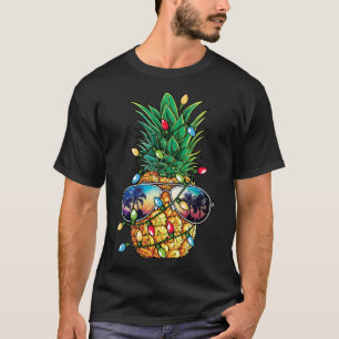 Camiseta Abacaxi Árvore de Natal Luzes Xmas Óculos de sol