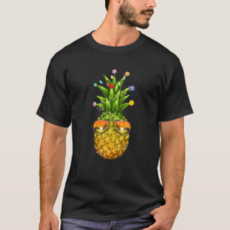 Camiseta Abacaxi Árvore de Natal Luzes Xmas Summer Sungla